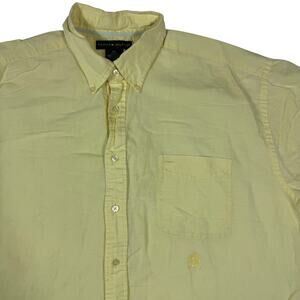Tommy Hilfiger Mens XXL Yellow Short Sleeve Casual Button Down Shirt Linen Blend